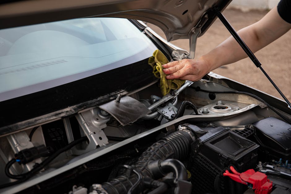 Mechanic carefully replacing a car windshield